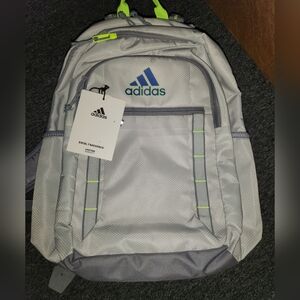 Adidas Light Gray Backpack with Neon Accents